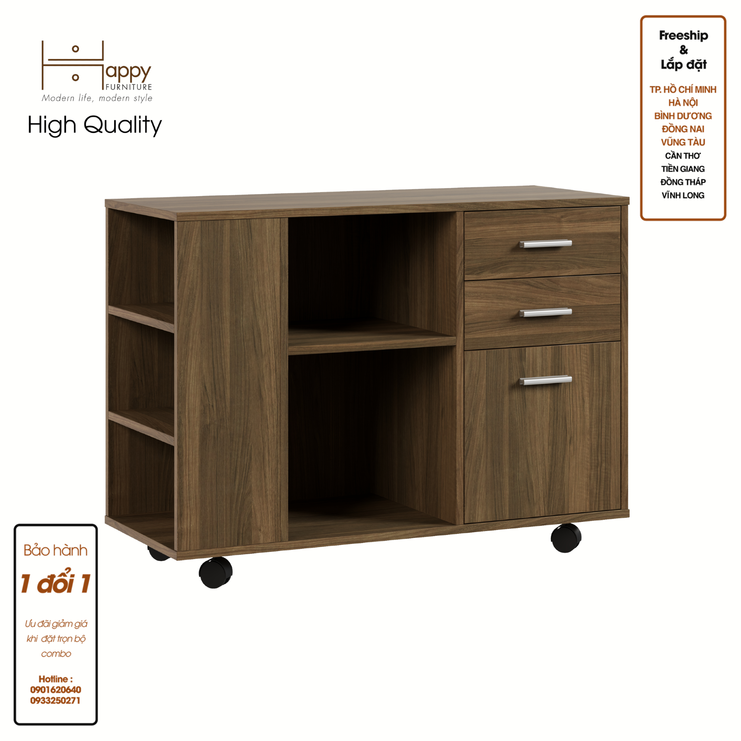 [Happy Home Furniture] COMFEE, Tủ đựng hồ sơ - kết hợp kệ sách ,  100cm x 40cm x 66cm ( DxRxC), THK_017