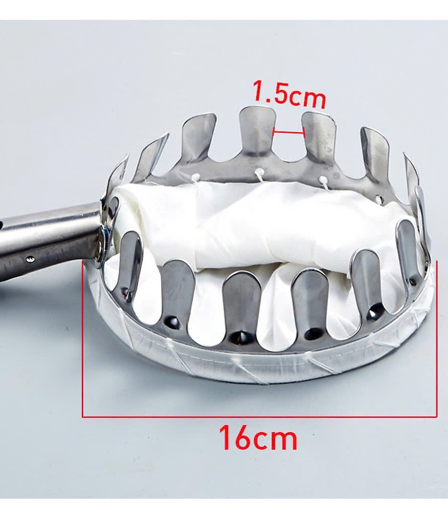 Vợt hái trái cây trên cao 16cm đa năng kèm túi vải - dụng cụ hái hoa quả kim loại siêu bền đẹp