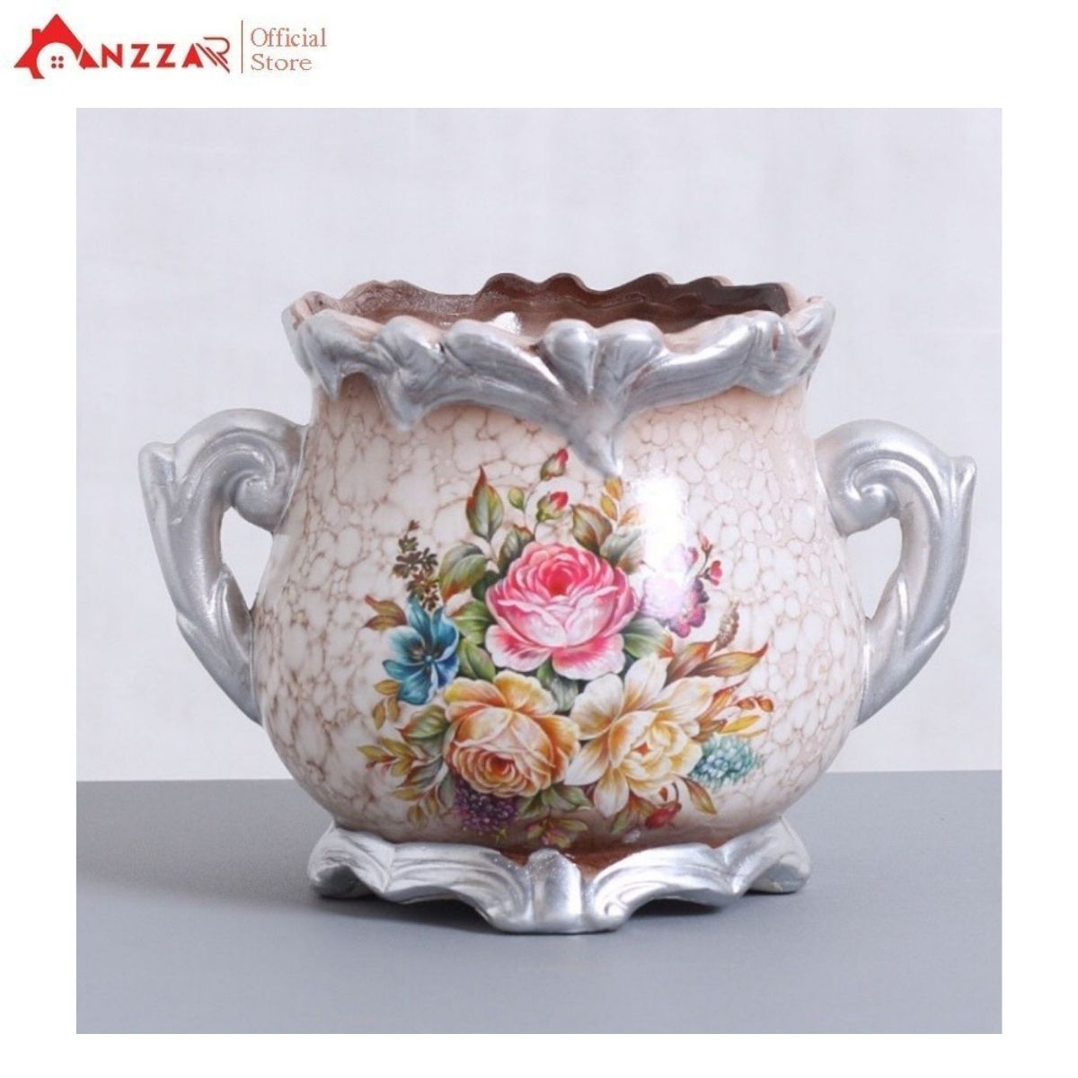 Bình hoa trang trí cao cấp Anzzar cắm sẵn cao 35cm, bình hoa Decor sang trọng phong cách Châu Âu 