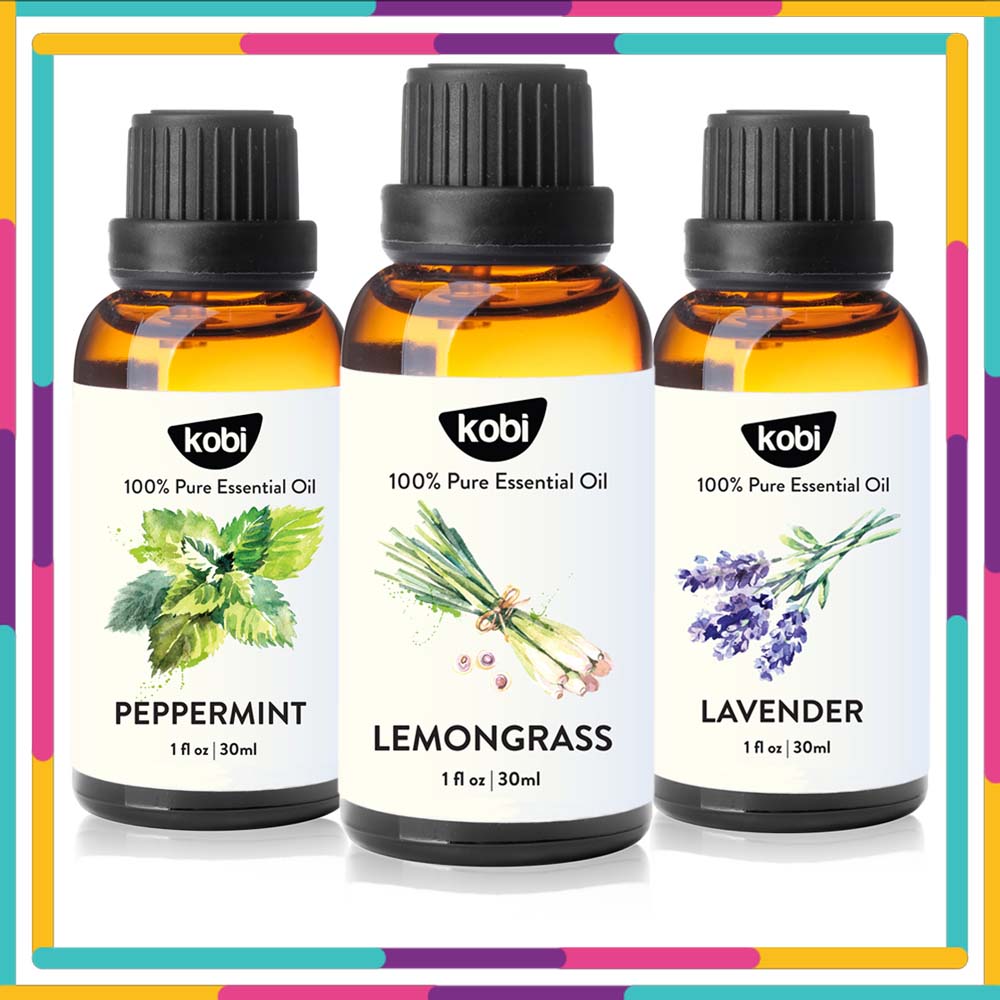 Combo 3 Tinh Dầu Kobi Nhập Khẩu Ấn Độ: Tinh Dầu Sả Chanh + Tinh Dầu Bạc Hà + Tinh Dầu Oải Hương - Tinh Dầu Thiên Nhiên Nguyên Chất, Giúp Giảm Stress, Thích Hợp Dùng Với Đèn Xông Và Máy Khuếch Tán