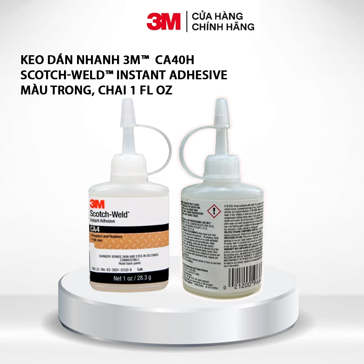 KEO DÁN NHANH 3M CA4 SCOTCH-WELD INSTANT ADHESIVE MÀU TRONG, CHAI 28,3G