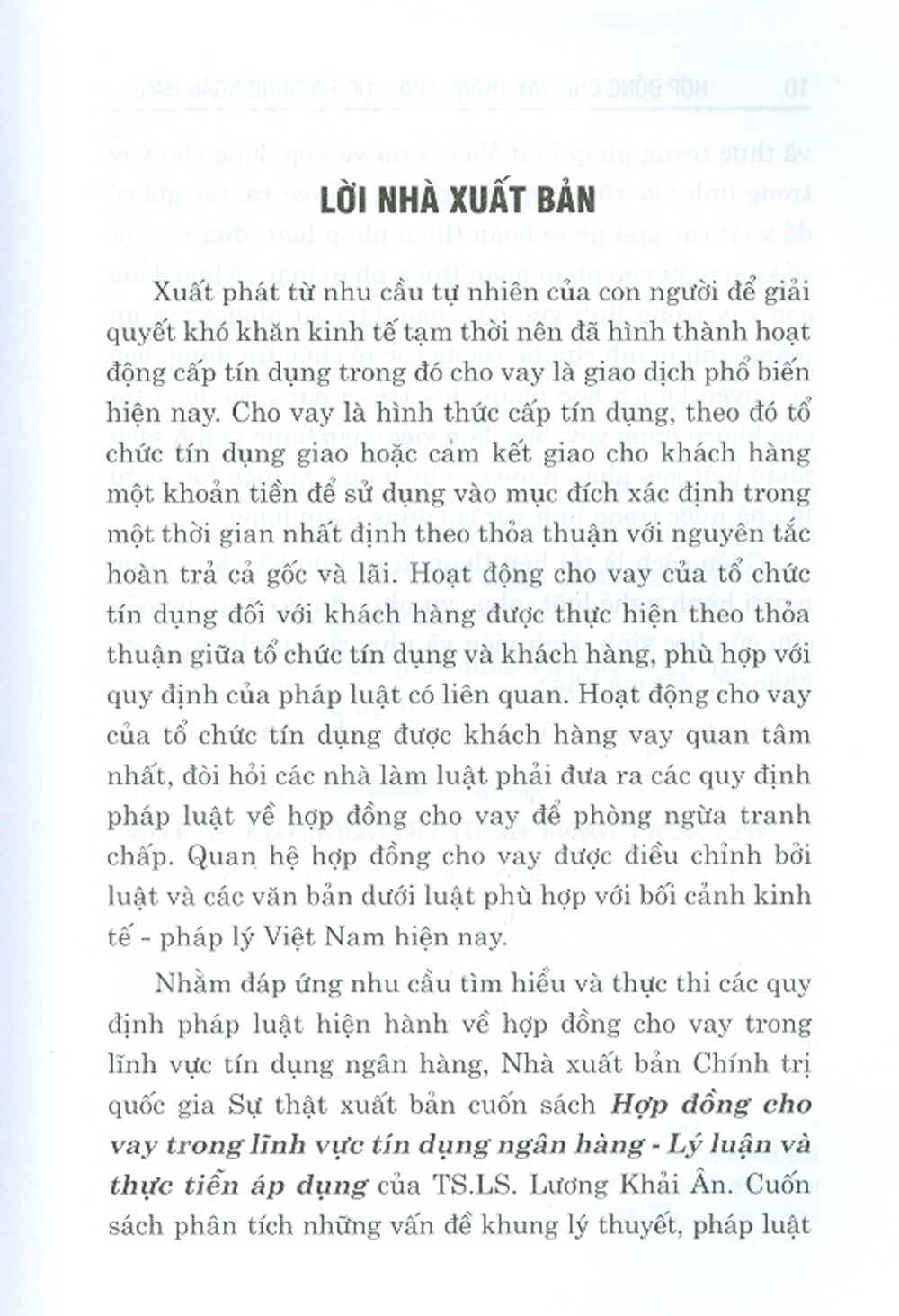 Hợp Đồng Cho Vay Trong Lĩnh Vực Tín Dụng Ngân Hàng - Lý Luận Và Thực Tiễn Áp Dụng (Sách Chuyên Khảo)