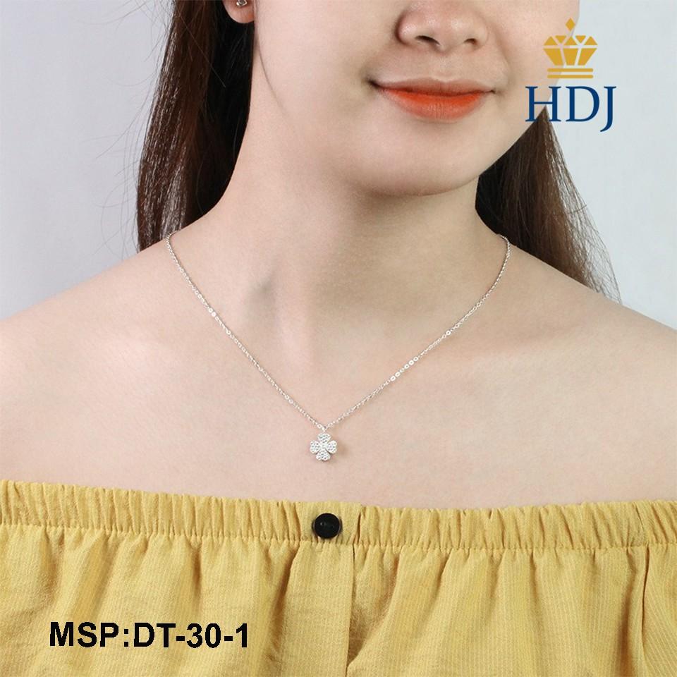 Dây chuyền bạc nữ mặt hình cỏ 4 lá đính đá sang trọng trang sức  HDJ mã DT-30-1