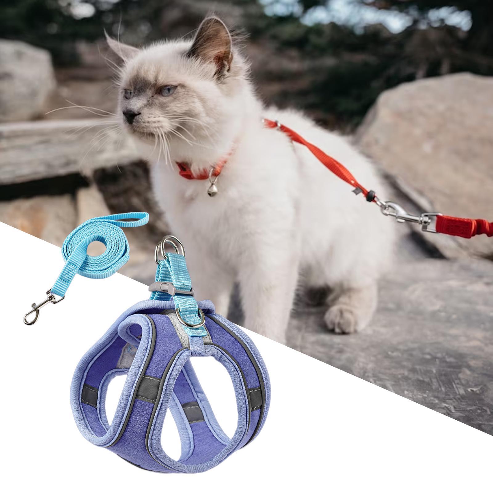 Cat Harness and Leash Set, Adjustable Kitten Harness, Pet Harness, Soft Breathable Vest for Walking