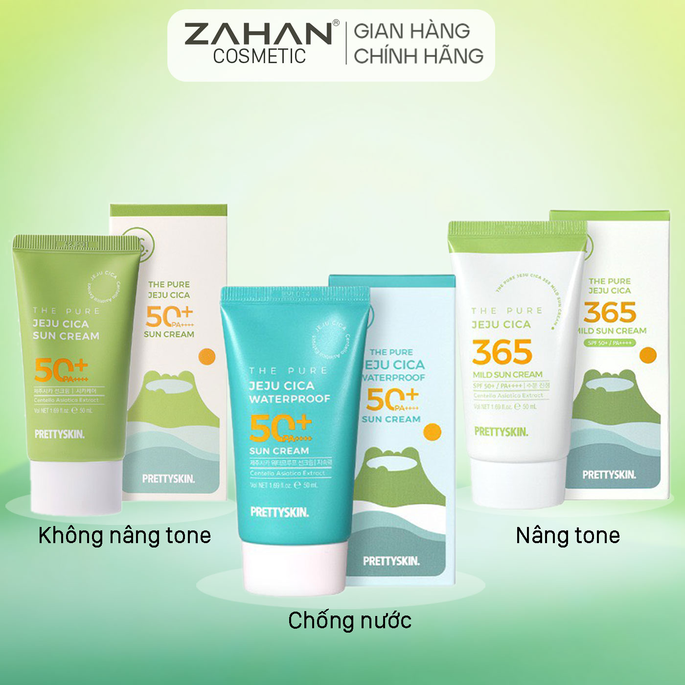 KEM CHỐNG NẮNG RAU MÁ THE PURE JEJU CICA SUN CREAM PRETTYSKIN