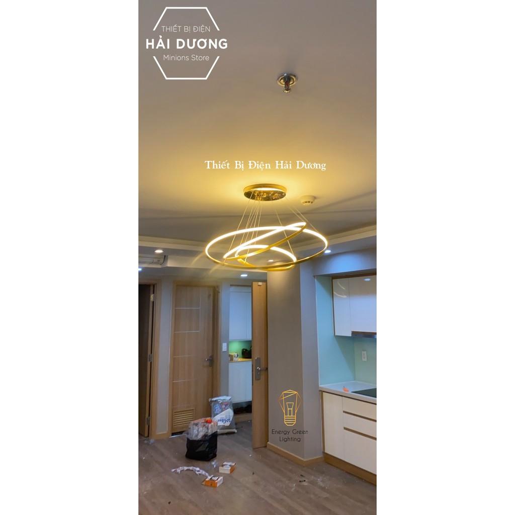 Đèn Thả Trần Không Gian Led Viền Vàng TBD800 Hình Tròn 3 Vòng Viền Vàng 40x60x80 - 3 Chế Độ Ánh Sáng - Đi