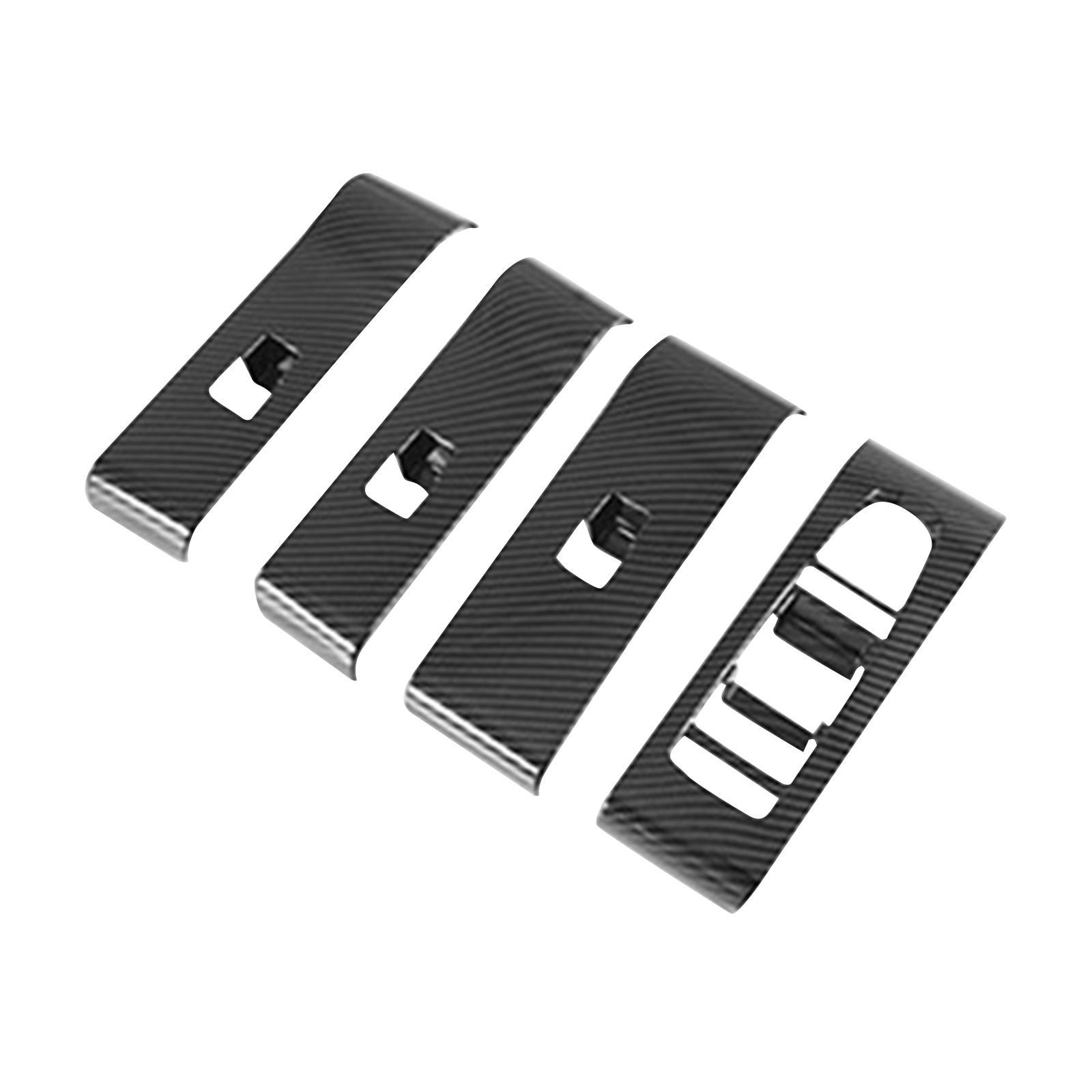 Window Switch Button Covers Sticker Carbon Fiber Color Interior Accessories Easy to Install ,PC, Professional, Durable for Car Door Window