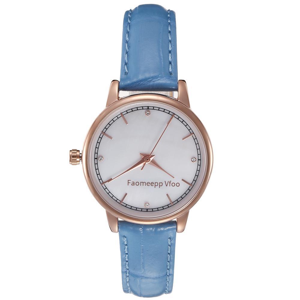 Phong cách mới nhất Kuaishou rung phát sóng trực tiếp đồng hồ đeo tay nữ bằng da thật phong cách nóng bỏng Wenyi Sen series đồng hồ thạch anh tròn nhỏ có giá trị cao