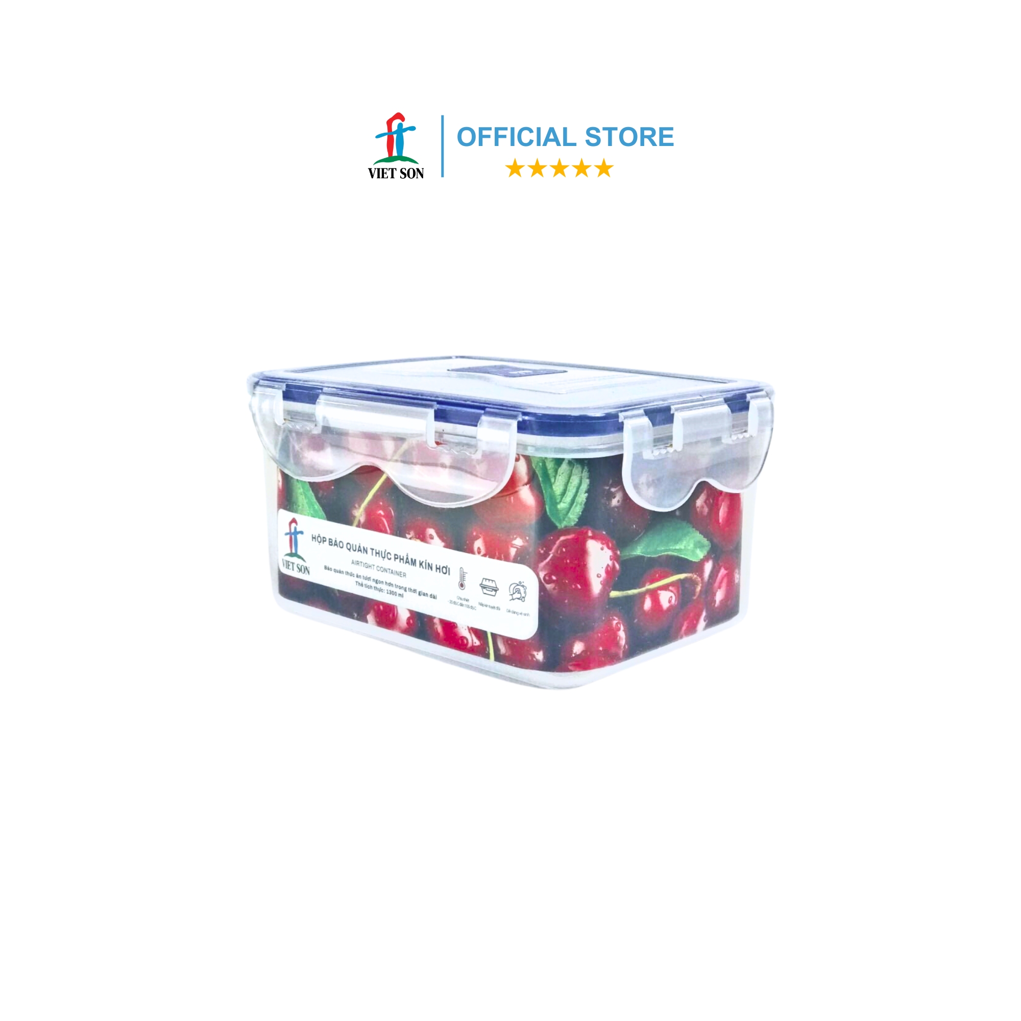 Bộ 3 Hộp Đựng Thực Phẩm VIETSON (1300-2400-3200ml) Nắp Khóa 4 Cạnh Kín Hơi