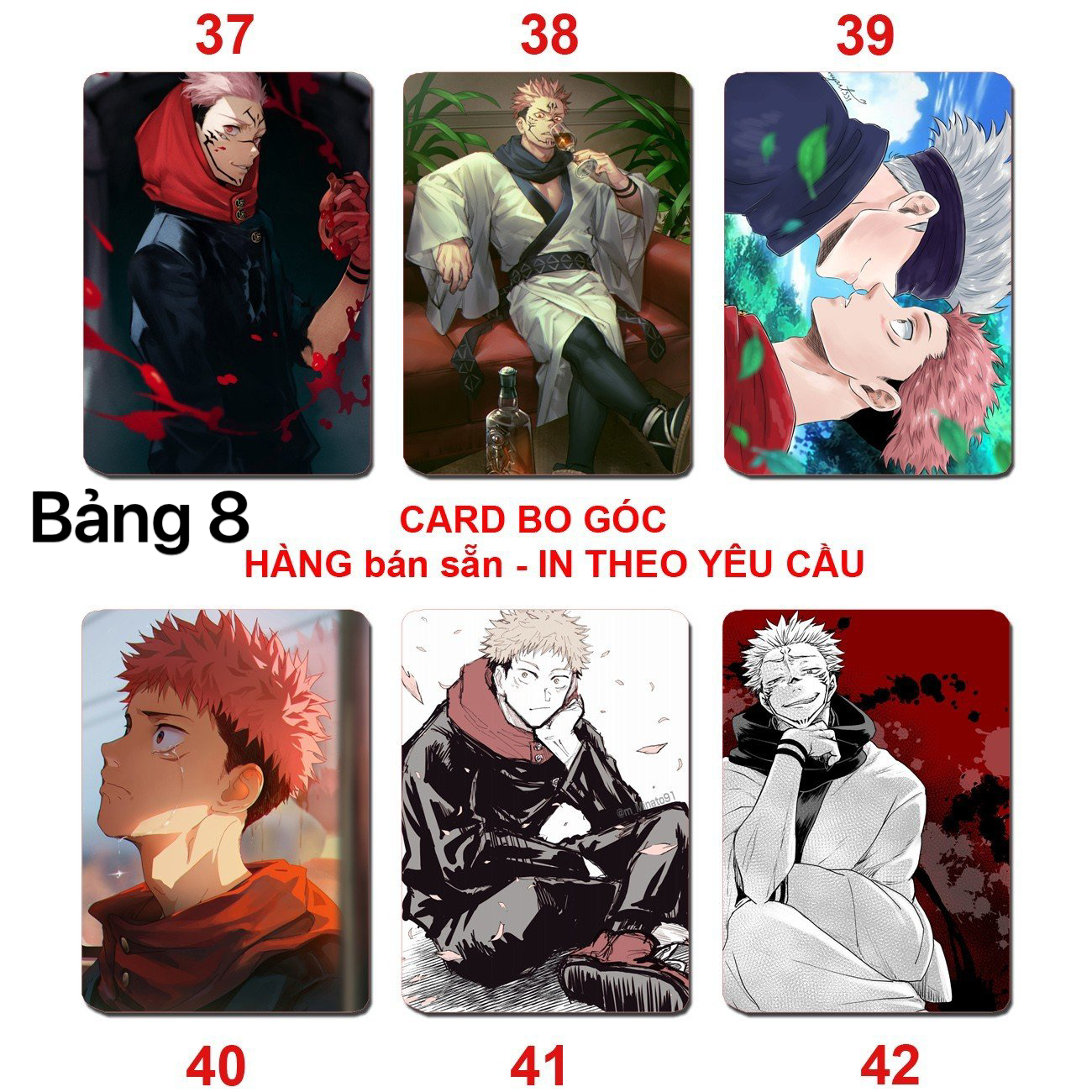 Card bo góc yuji itadori 6 ảnh khác nhau/ Thẻ card yuji itadori JuJutsu kaisen