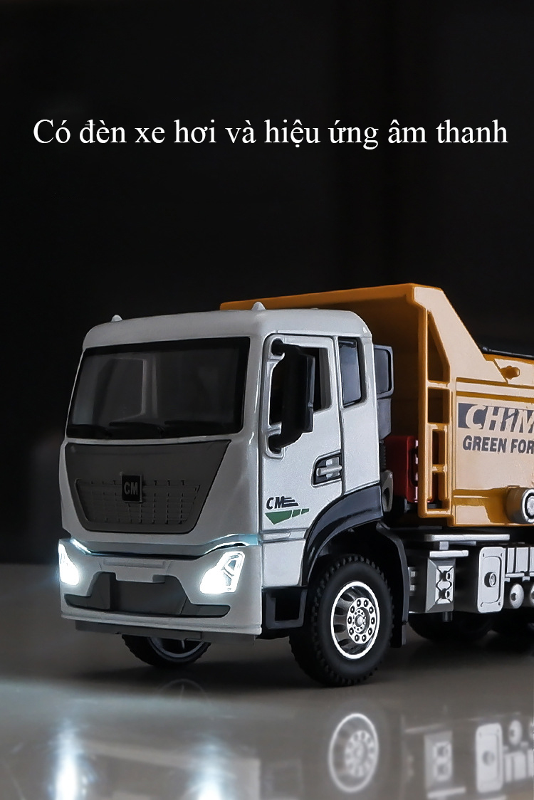 Đồ chơi xe tải vận chuyển KAVY -31 bằng kim loại nguyên khối có nhạc và đèn kích thước lớn nâng hạ thùng