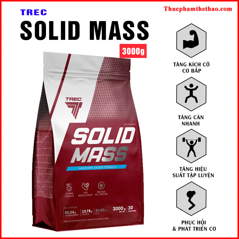 Sữa tăng cân Solid Mass 3000g - Kèm Quà Tặng - Nhiều Mùi Vị