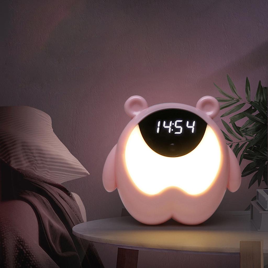 Digital LED Wake Up Light Table Lamp Alarm Clock Night Light Warm Light Colorful Light Beside Lamp for Kids Party Bedroom Home Decor
