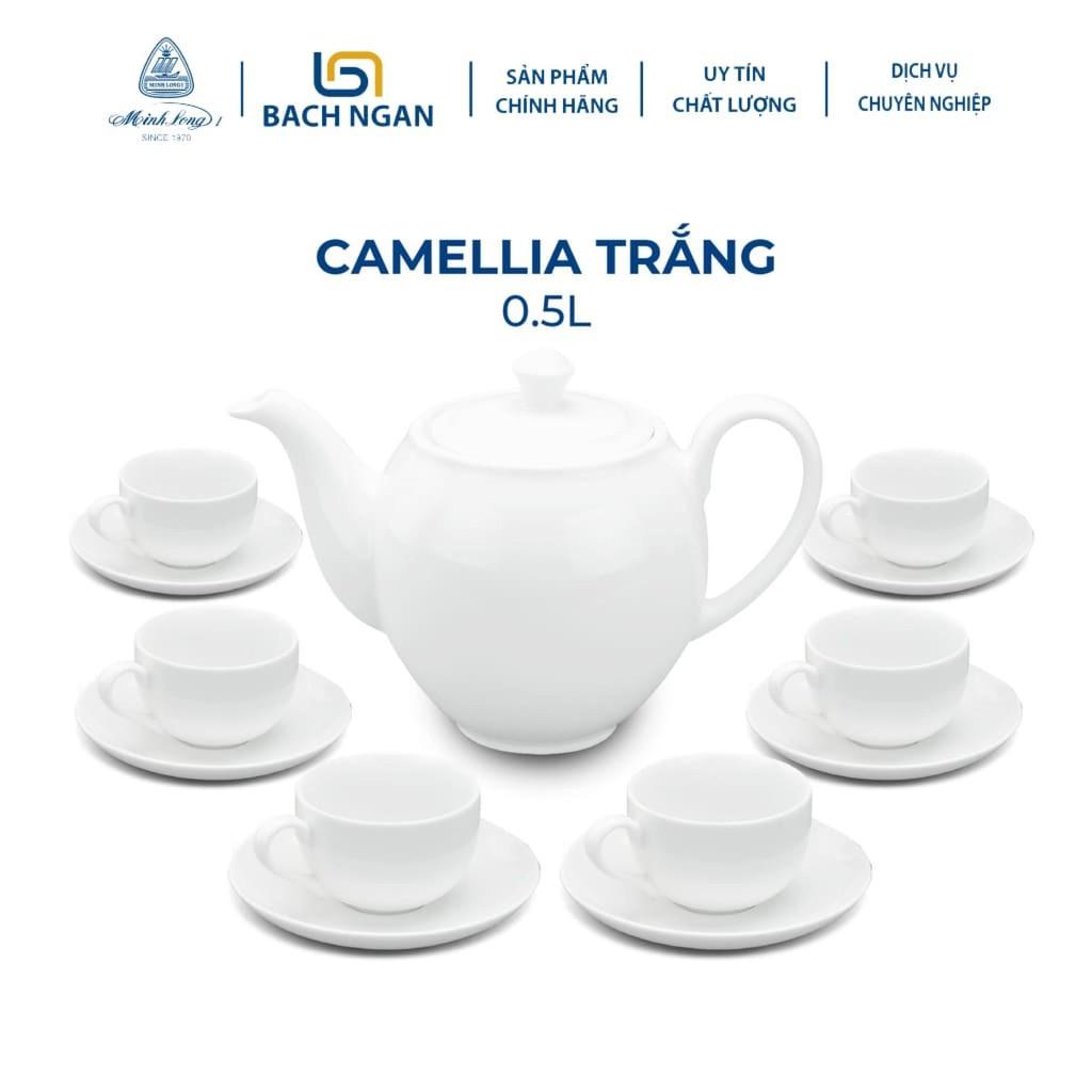 Bộ Trà Minh Long 0.5 L - Camellia - Trắng - Gốm sứ cao cấp Minh Long I