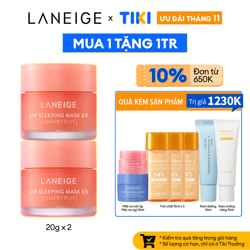 Bộ Mặt Nạ Ngủ Dưỡng Môi Laneige Lip Sleeping Mask Grapefruit EX 20g x 2