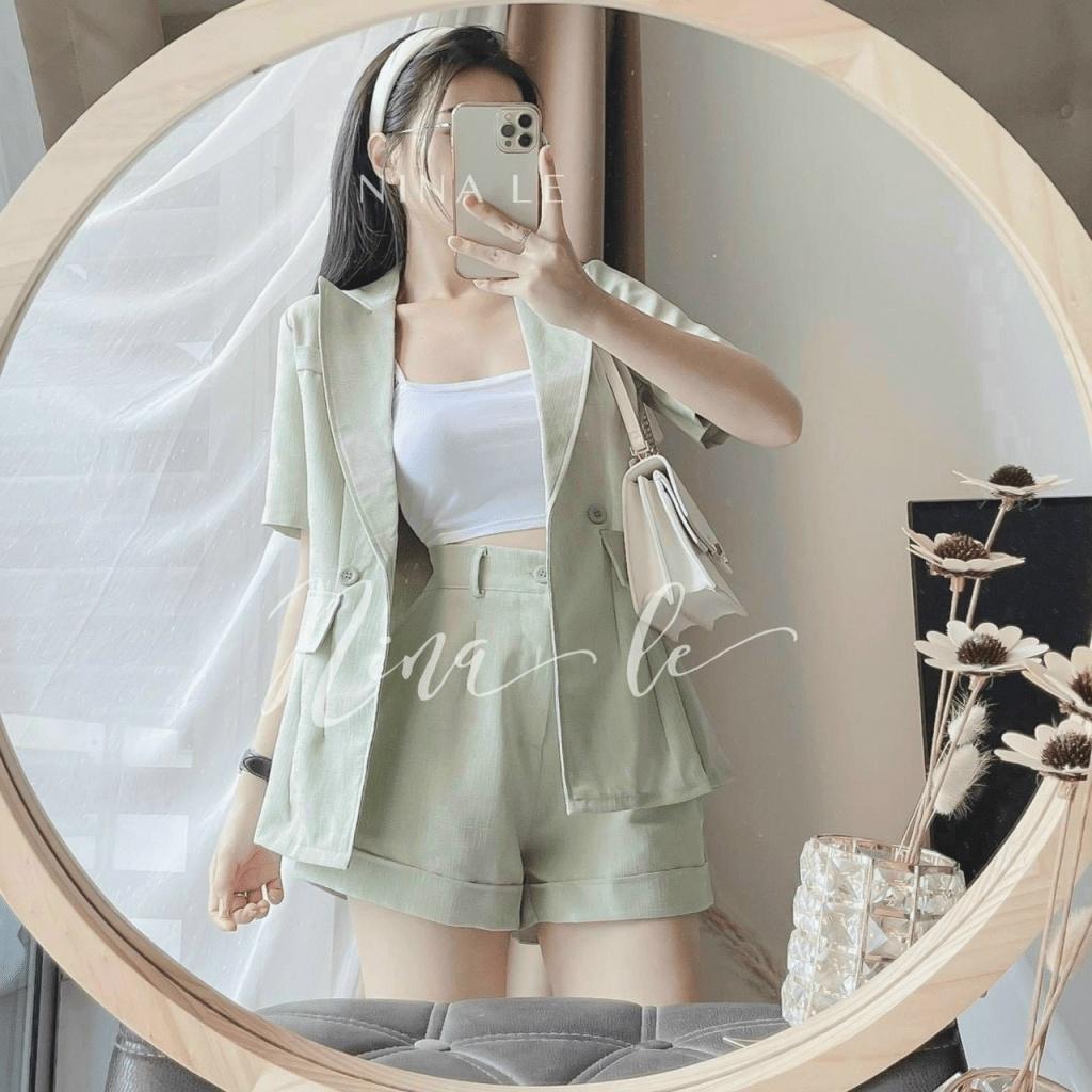 SET VEST KÈM QUẦN NGẮN SIÊU XINH THỜI TRANG HÀN , TÔN DÁNG XINH XẮN