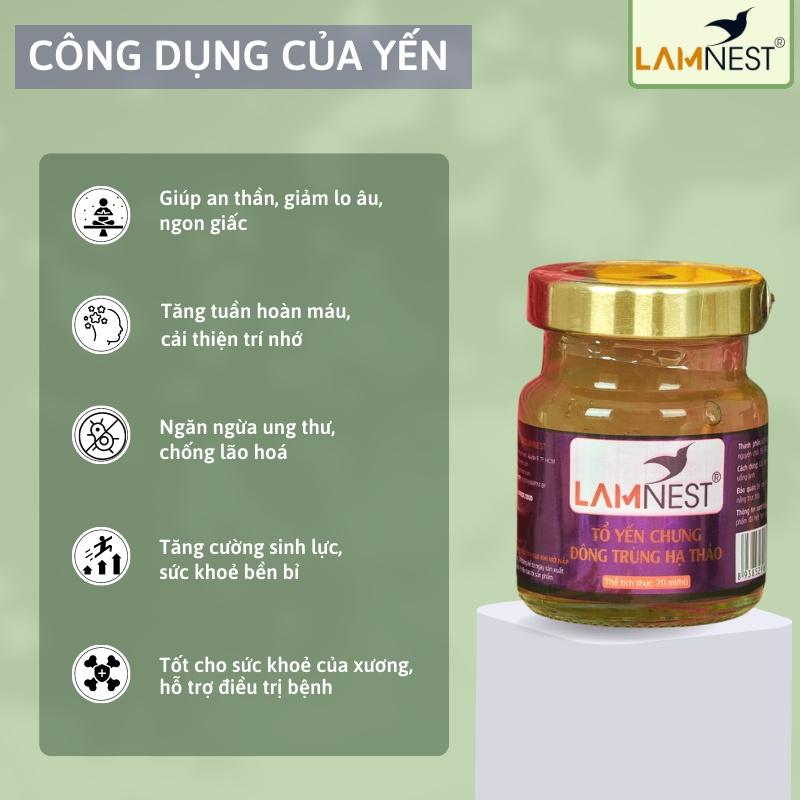 Yến Sào Chưng Sẵn Đông Trùng Hạ Thảo LamNest 30% yến 70ml bồi bổ sức khỏe - yensaocaocaplamnest