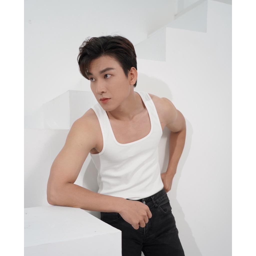 Áo Thun Ba Lỗ Tank Top Nam Cổ Vuông Nhiều Màu Vải Cotton Tăm Gân Thương Hiệu Mr Twins
