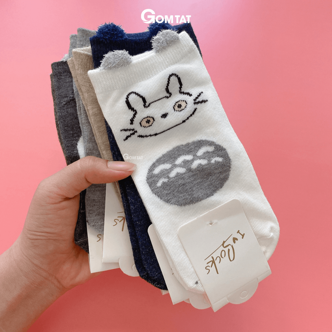 Tất Nữ Cổ Ngắn Tai Gấu, Vớ Nữ Cotton dễ thương nhiều màu phong cách Hàn Quốc - LISU-TAIGAU-01