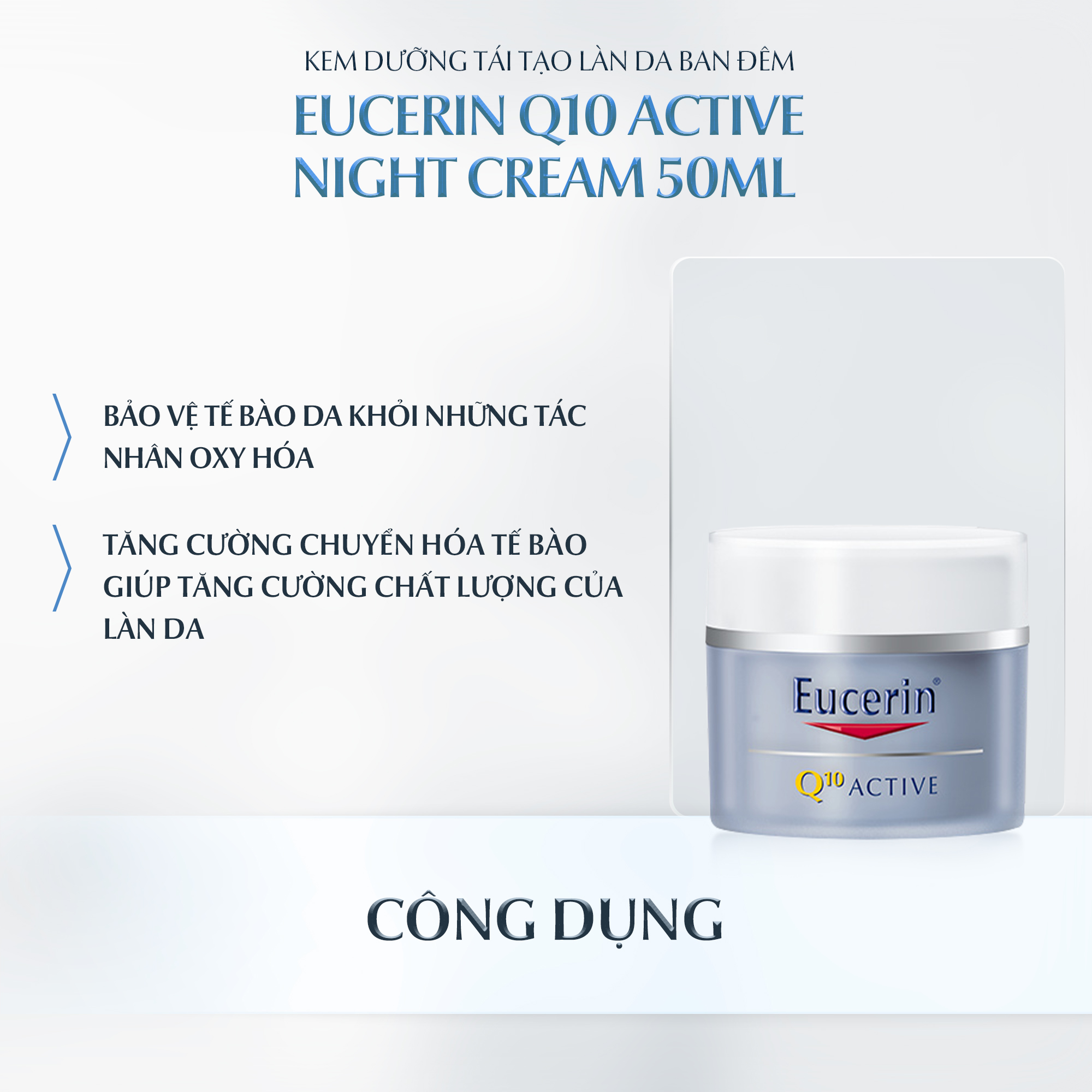 Kem dưỡng da ban đêm giảm nếp nhăn Eucerin Q10 Active Night Care 50ml
