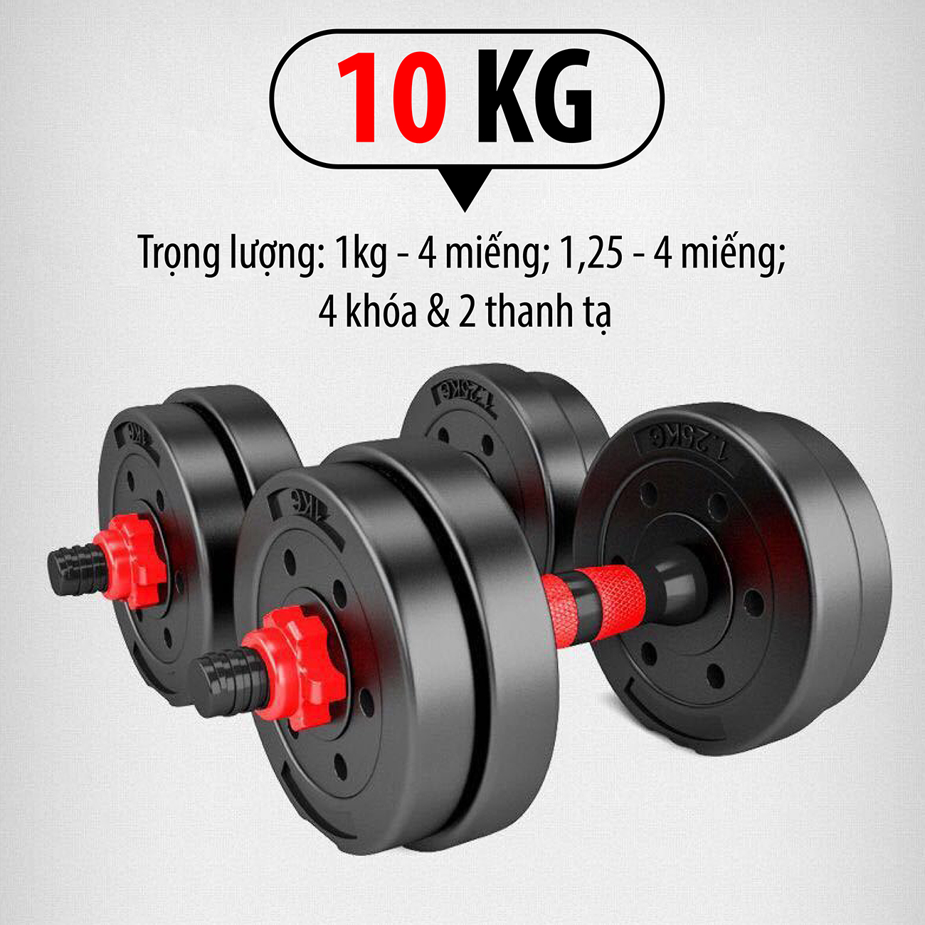 BỘ 40KG TẠ BG MIẾNG NHỰA ĐEN CAO CẤP ĐA NĂNG ( hàng nhập khẩu)