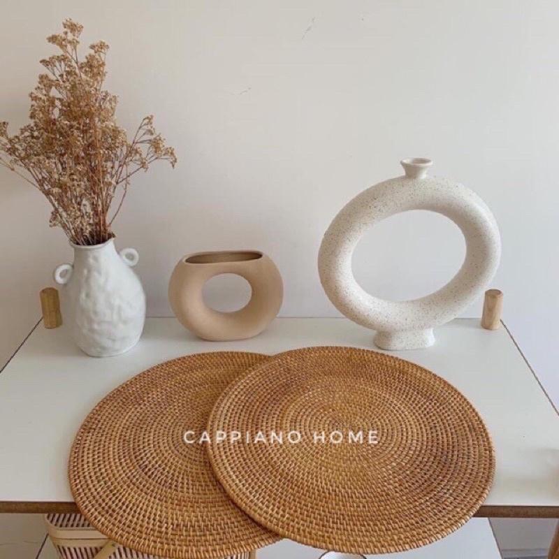 Lót mây tròn chịu nhiệt, khay tròn decor, lót nồi lót đĩa bàn ăn | Cappiano home