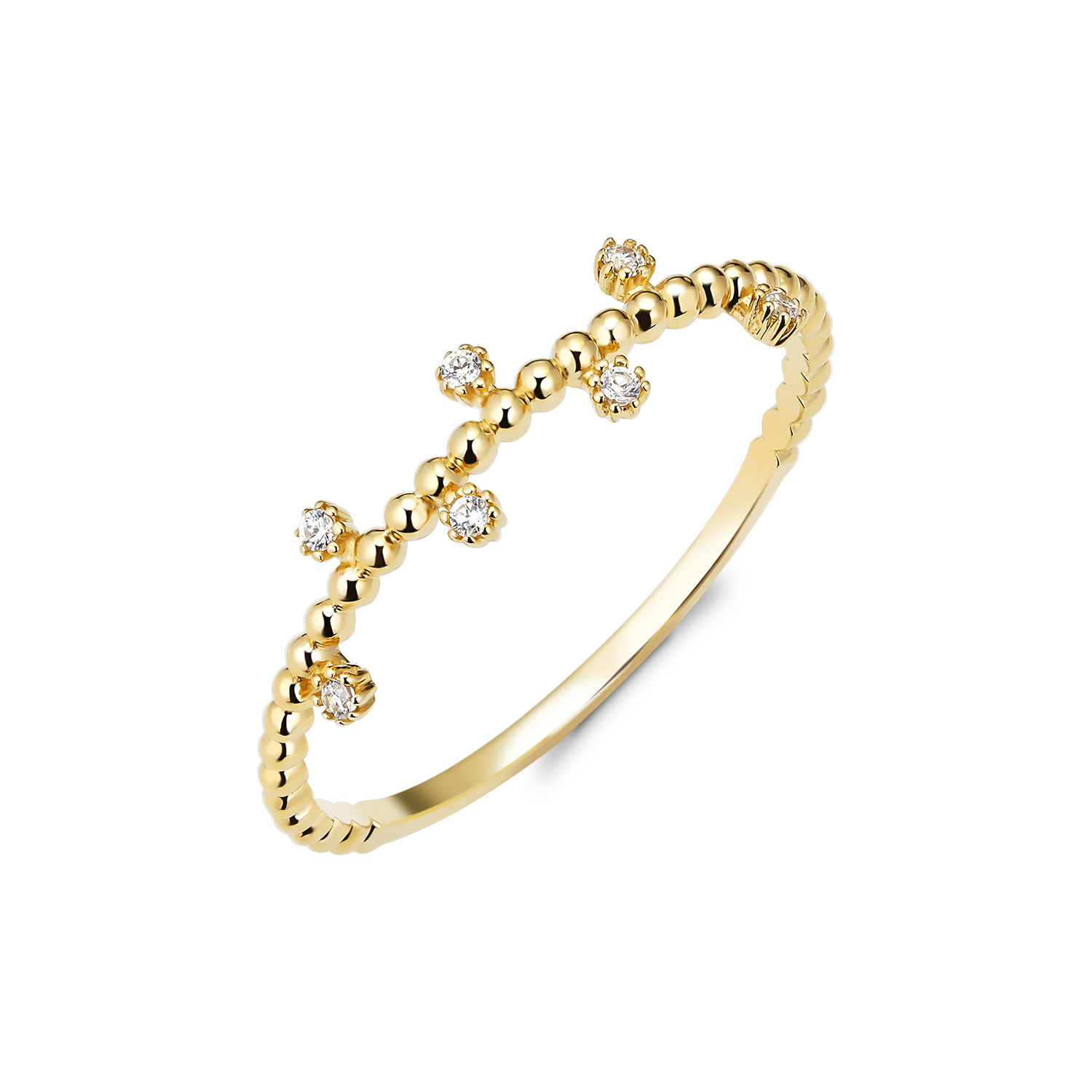 Nhẫn Nữ Vàng 14K Họa Tiết Độc Đáo Đính Đá CZ Cao Cấp Lấp Lánh NLF423 Huy Thanh Jewelry