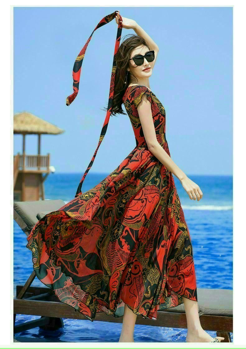 ĐẦM MAXI DÁNG DÀI HỌA TIẾT CAO CẤP