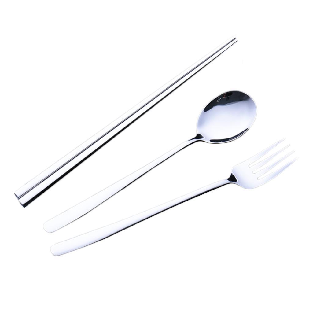 Stainless Steel Flatware Chopsticks Fork Spoon Set, Travel Cutlery Set