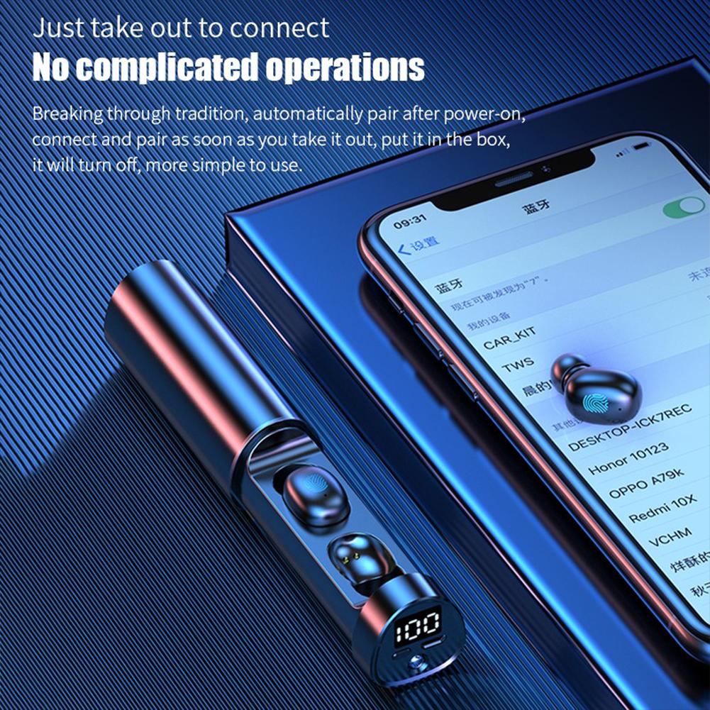 N21 Tws5.2 Bluetooth-compatible Headset Touch-screen Display Binaural Wireless Sports Headphones With Flashlight