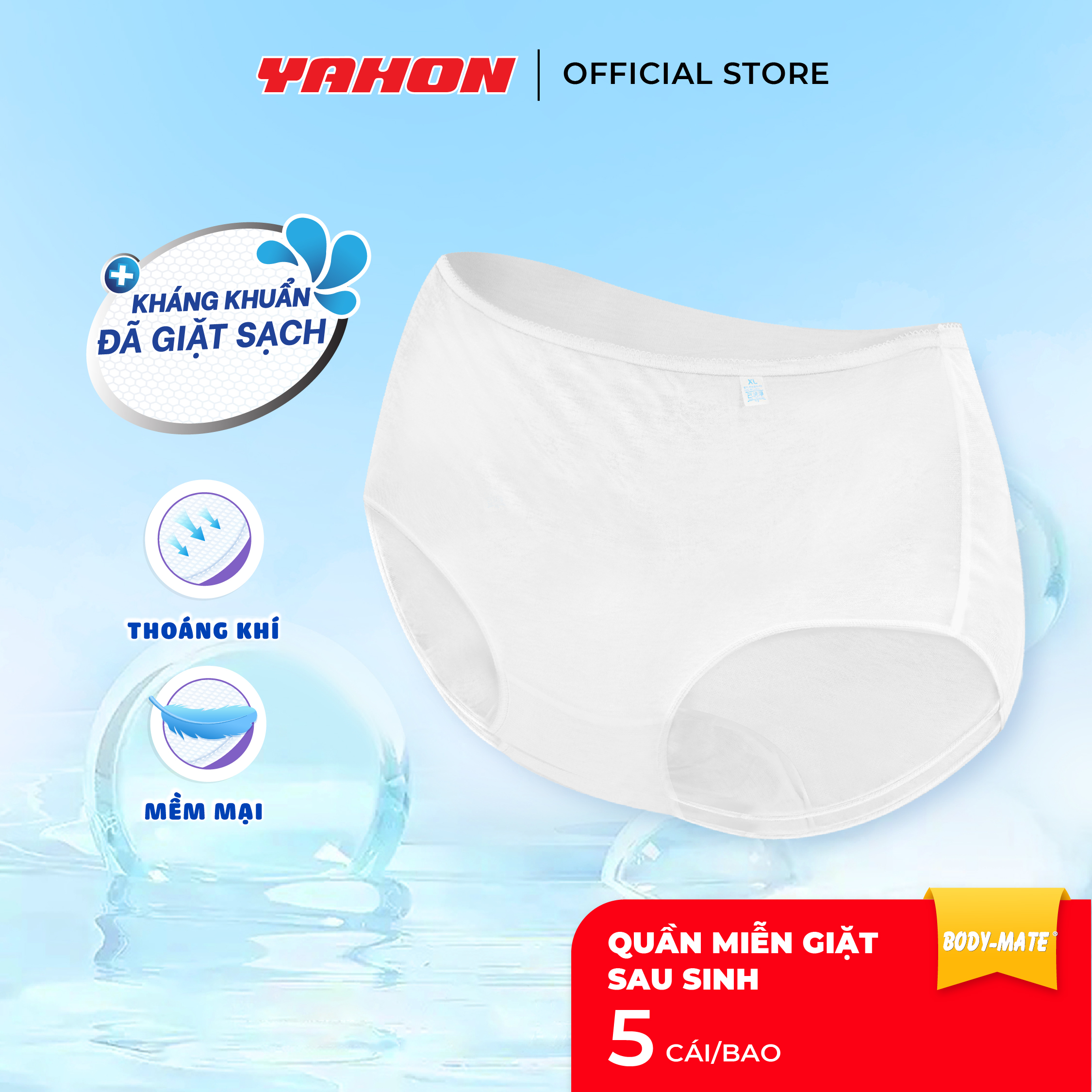 [Tặng 2 Khăn Ướt Cồn/Bao] Combo Bao Quần Lót Sau Sinh BODY-MATE Nữ, 5 Cái/Bao | Đã Giặt Sạch, Tiện Lợi, Thoáng Khí