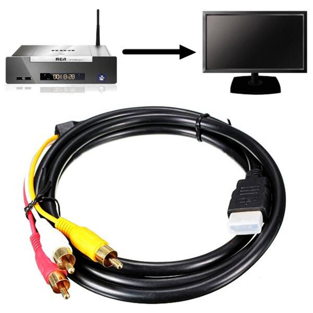 1.5M   Male to 3 RCA Audio Video AV Component Cable Adapter Gold Plated