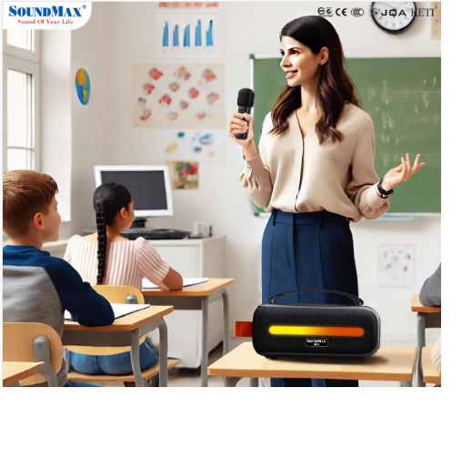 Loa bluetooth  Soundmax M-3 trợ giảng xách tay nhỏ gọn kèm 1 mic - Hàng Chính Hãng