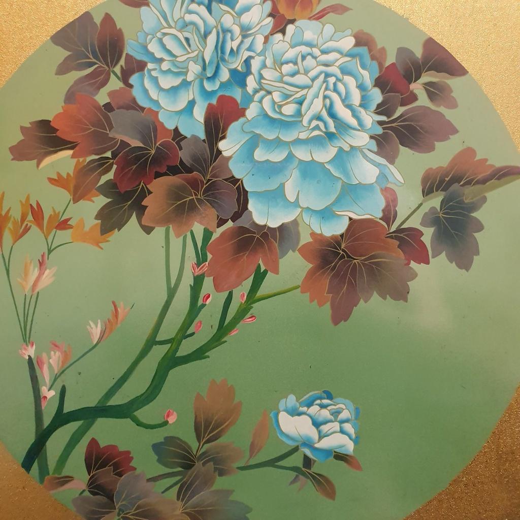 Tranh sơn mài hoa mẫu đơn cao cấp 80x80 cm có khung sơn mài đẹp 57x57 cm