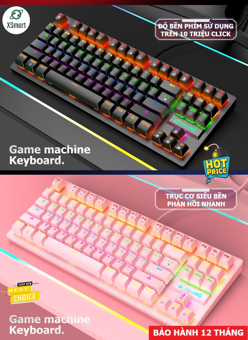 Bộ Bàn Phím Cơ Gaming K2 Và Chuột X500 Màu Hồng Dùng Cho Máy Tính, Laptop Hỗ Trợ Chơi Game, Dùng Văn Phòng - Hàng Chính Hãng