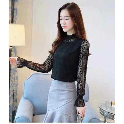 ÁO SƠ MI REN NỮ CỔ CAO SANG CHẢNH