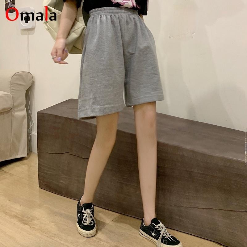 Hàn Quốc Cotton Nguyên Chất Xám Đen Quần Short Nữ Thời Trang Thường Xuyên Rời Size Lớn Thẳng Chắc Chắn Độ Đàn Hồi Quần Short Jogger Nữ