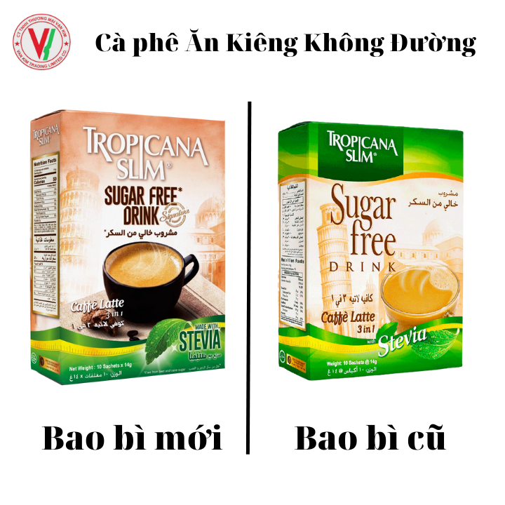 Cà Phê Ăn Kiêng Latte Với Chiết Xuất Cỏ Ngọt Tropicana Slim (10 Gói x 14g)