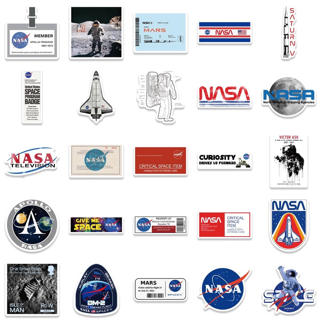 Set 50 Cái STICKER NASA Chống Thấm Nước Trang Trí Điện Thoại , Laptop , Vali Siêu Đẹp