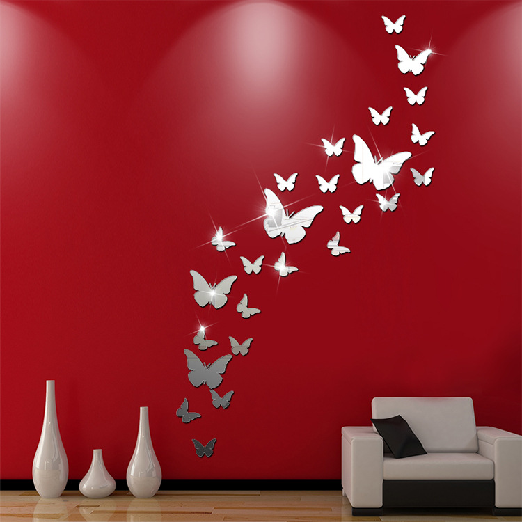 12 miếng decal dán tường trang trí 3D sáng tạo cao cấp (M4) hình bướm
