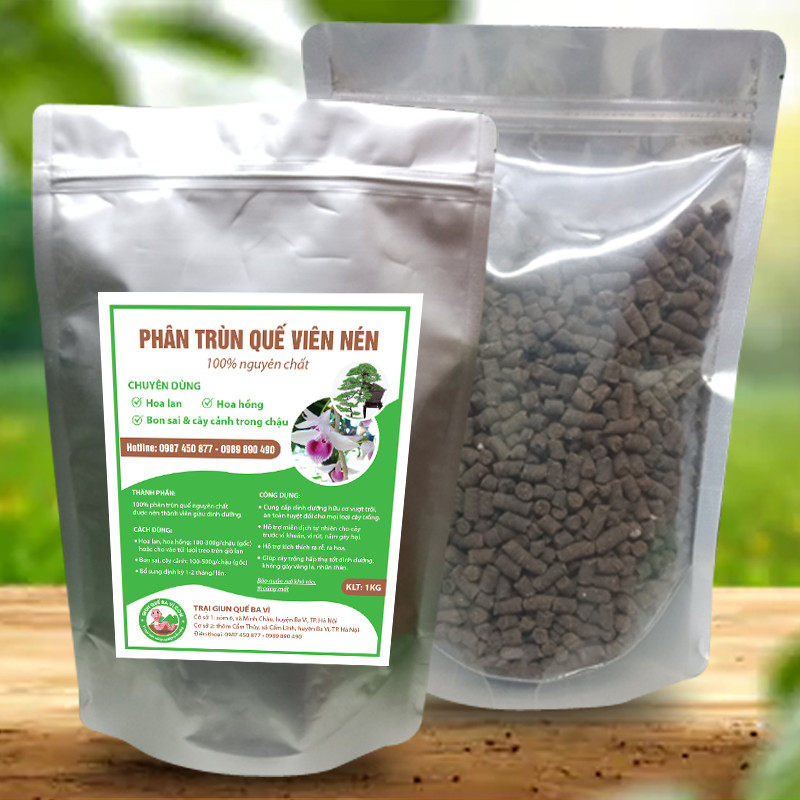 Phân Trùn Quế Viên Nén 100% Nguyên Chất Cung Cấp Dinh Dưỡng Cho Cây Trồng (1Kg)