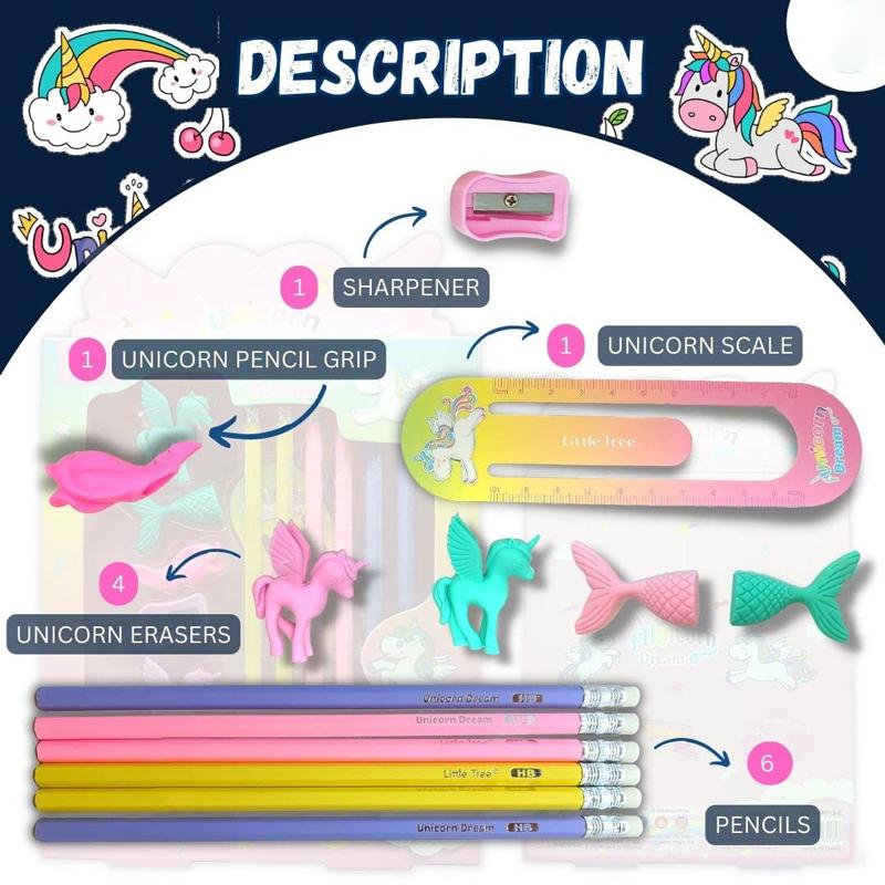 Bộ Dụng Cụ Học Tập Kỳ Lân Unicorn Dream - Little Tree GP8013-E (13 Chi Tiết)