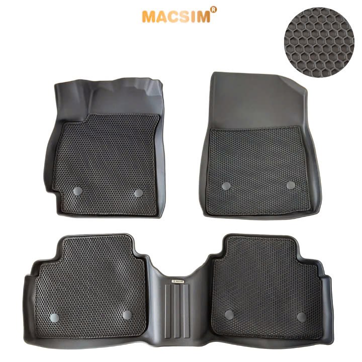 Thảm 2 lớp (sd3) dạng lưới lục giác Hyundai Elantra 2023+ (đen) bề mặt cao su siêu sạch nhãn hiệu Macsim