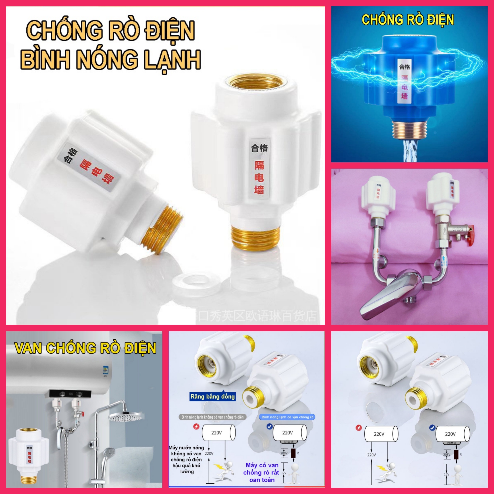 2 VAN CHỐNG RÒ RỈ ĐIỆN ĐIỆN GIẬT LẮP BÌNH NÓNG LẠNH HÀNG CHUẨN