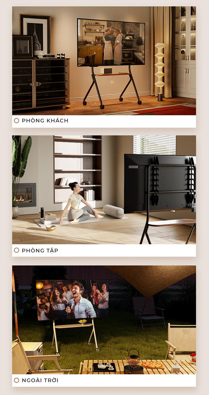 Giá treo tivi di động 32-80 INCH kệ treo tivi có bánh xe di chuyển khung thép phủ sơn chắc chắn thương hiệu IGA - GM189