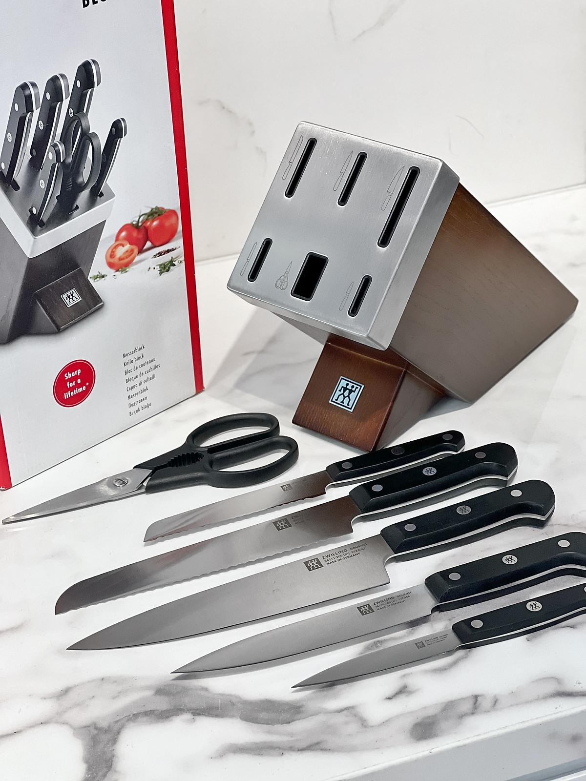 Set Dao Tự Mài Zwilling Gourmet7 Món, Bộ Dao Làm Bếp, Dao Thái Thịt, Gọt Hoa Quả, Dao Cắt Bánh Mì Tiện Dụng, Nhập Đức