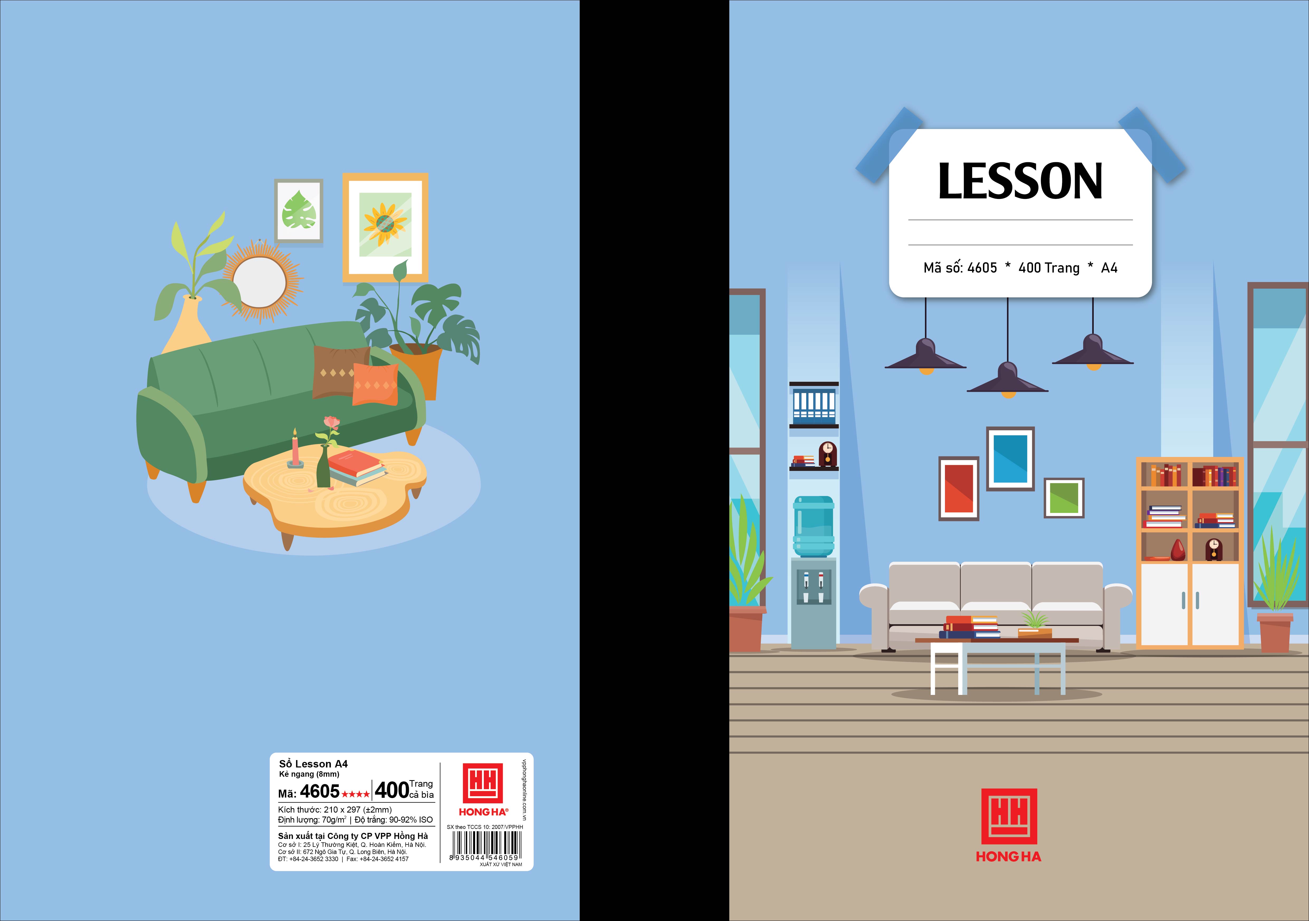 Sổ bìa bồi A4 400 Trang Hồng Hà Lesson - 4605
