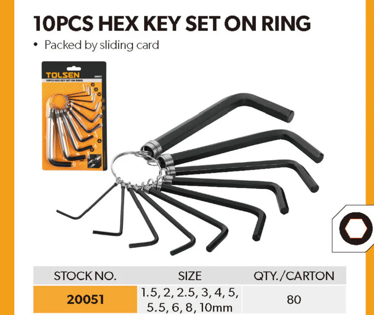 BỘ LỤC GIÁC 10 CÂY 20051 TOLSEN - HÀNG CHÍNH HÃNG