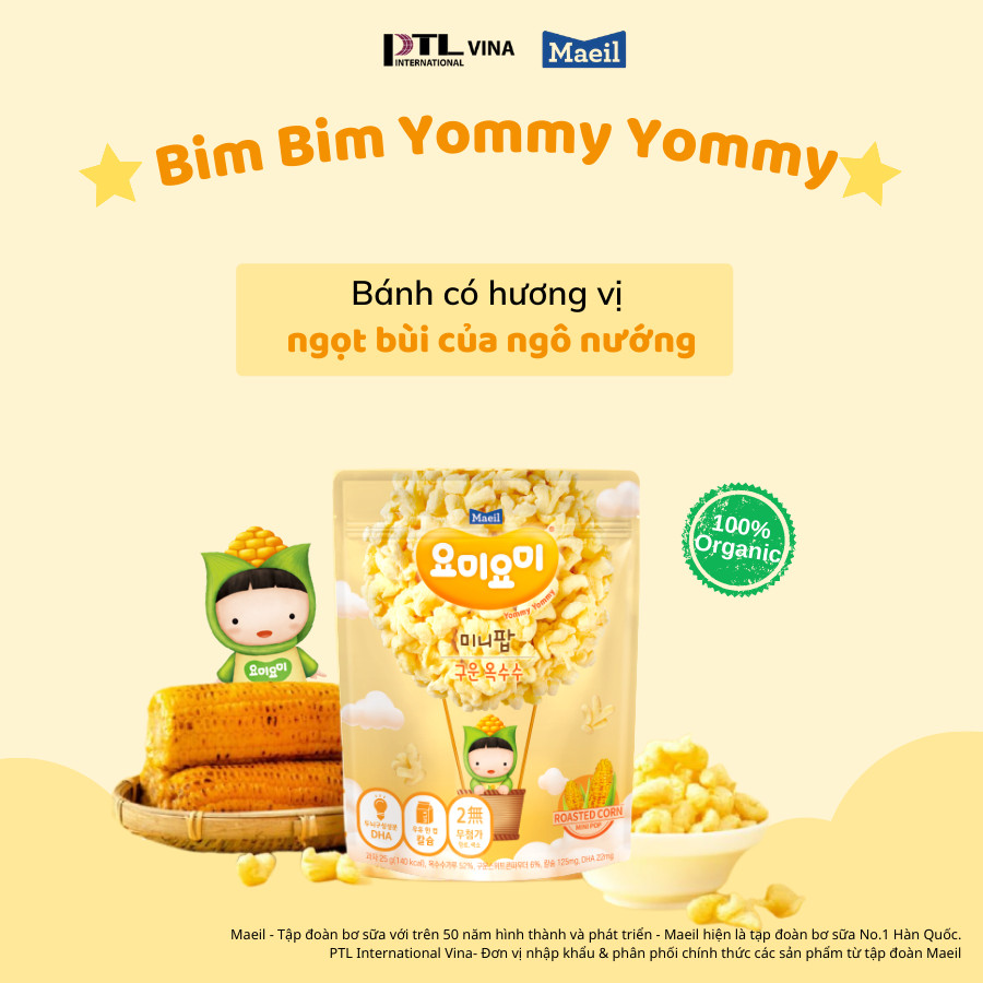 Bim Bim Maeil Yommy Yommy Hàn Quốc bổ sung DHA dành cho bé 12M 25g