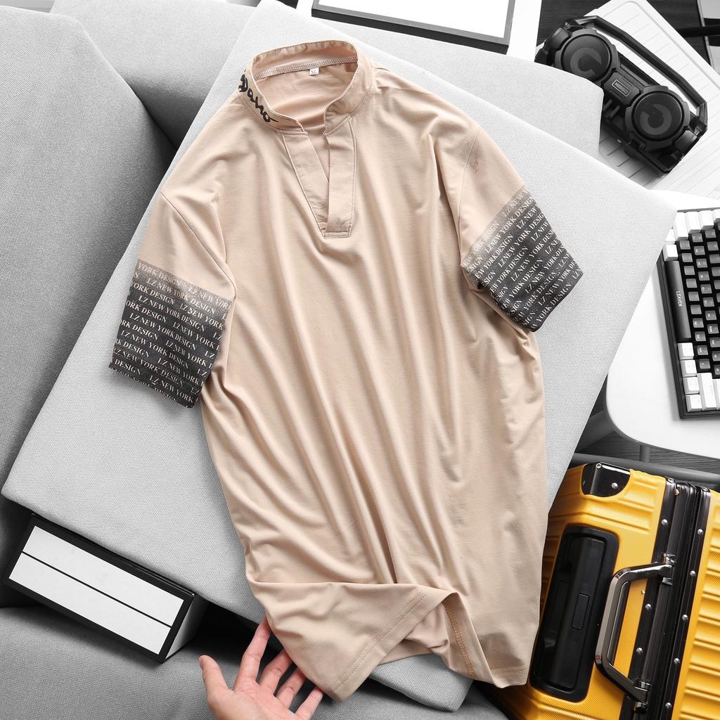 Áo thun nam đẹp V trụ tay ngắn phom áo suông vải thun cotton co giãn thoải mái MKT21